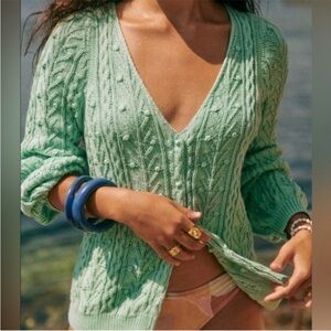 Sezane Beryl Cardigan Sea Green
